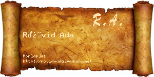 Rövid Ada névjegykártya